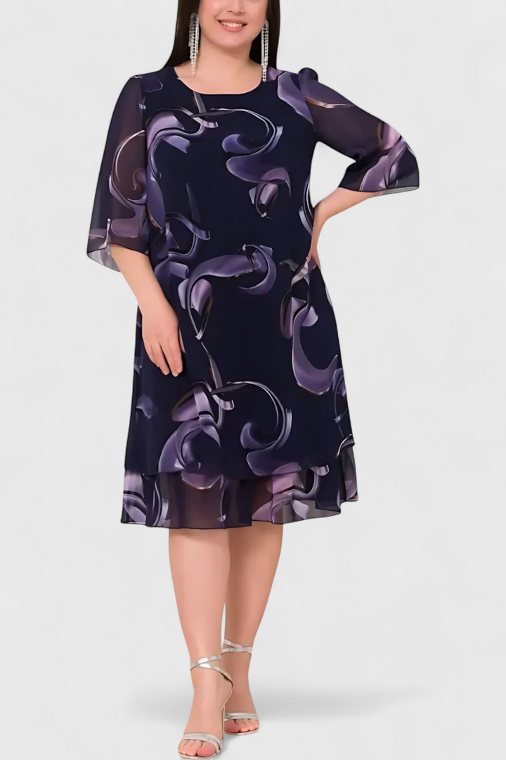 Vestido Shriley Gaisa com Padrão Midnight Swirl e Silhueta Fluida