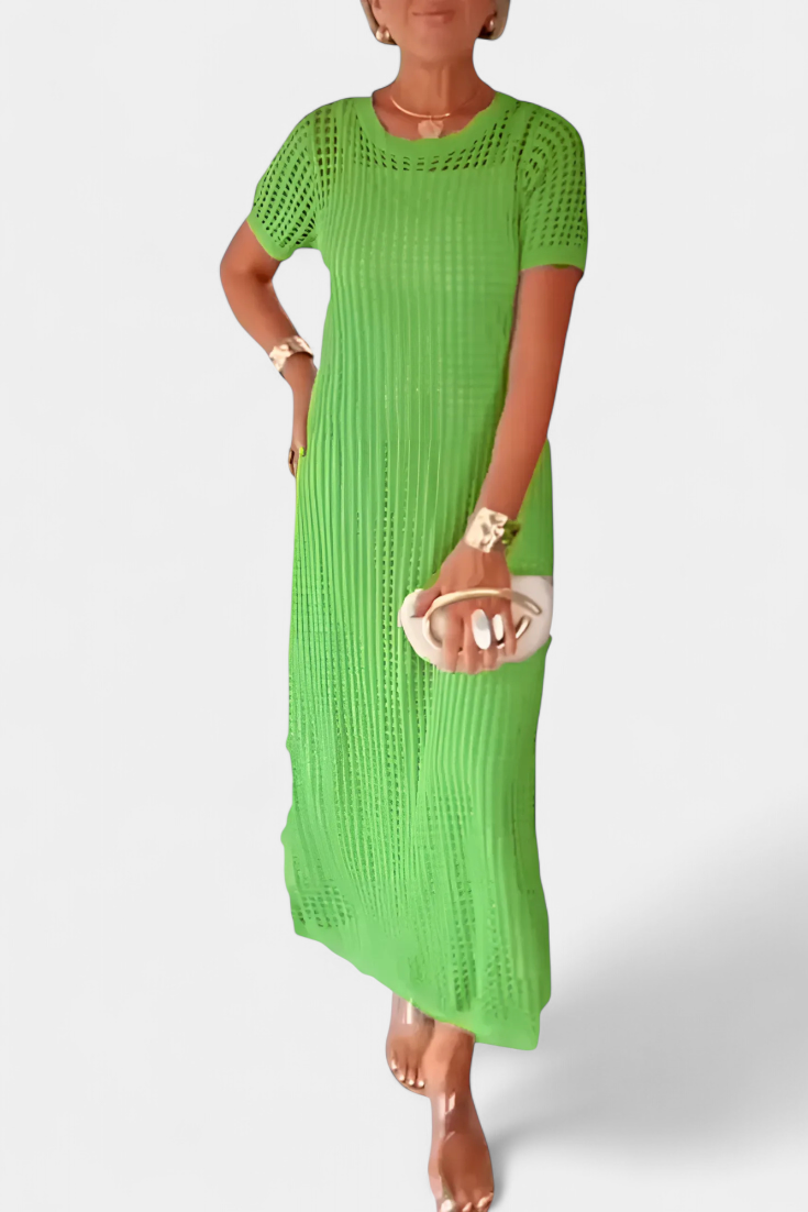 Balbina Dviejų Dalių Suknelė su Platų Kaklu ir Iškirptėmis