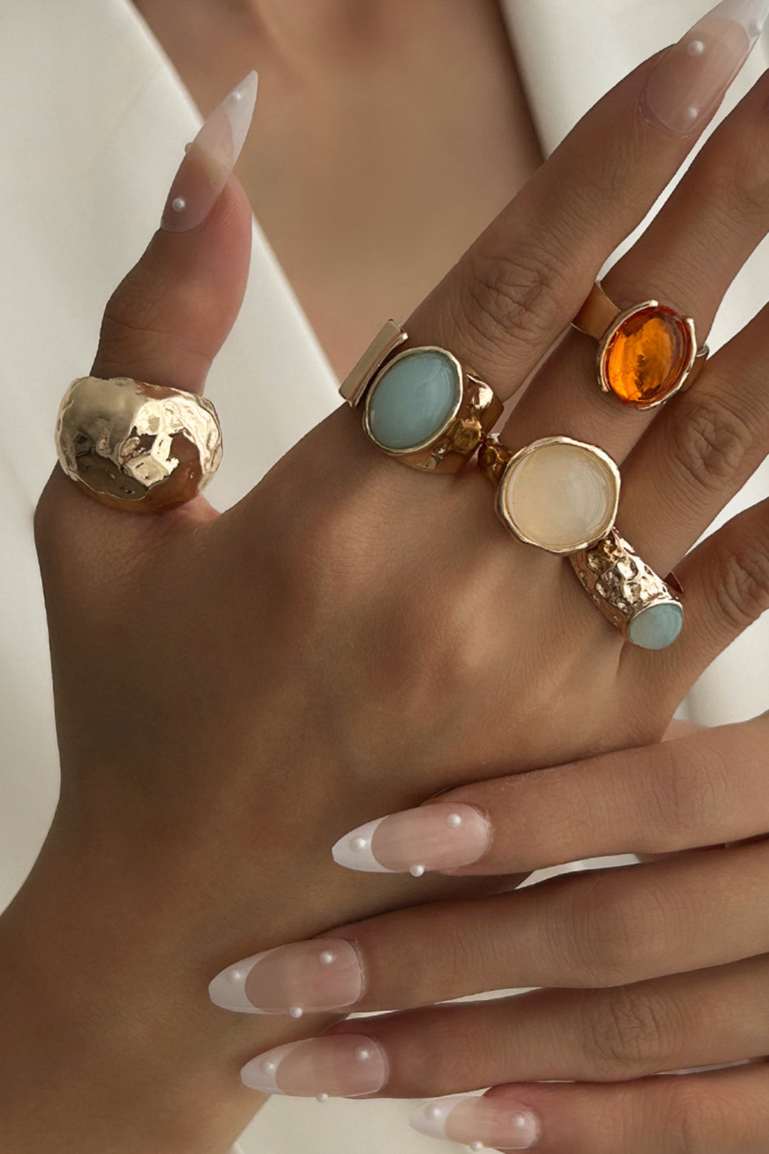 Atvirų Žiedų Rinkinys su Kristalais