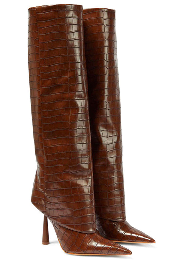 Krokodilo Odos Aukštakulniai Batai su Smailiu Purnu