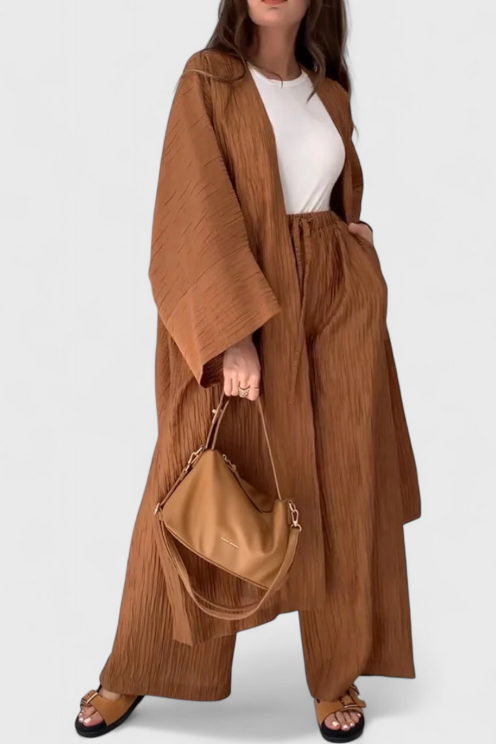 Conjunto relaxante de duas peças Kaspijas com kimono longo