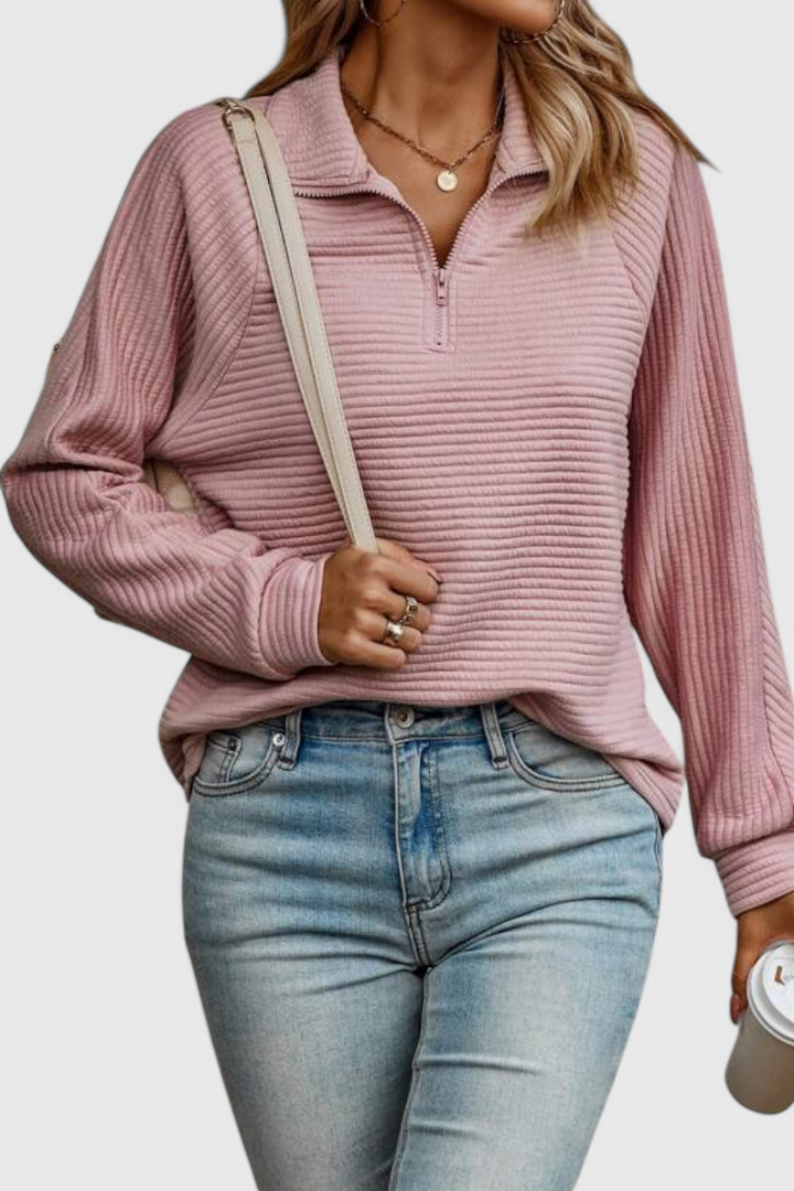 Helene | V formos megztinis su užtrauktuku ir ilgomis rankovėmis