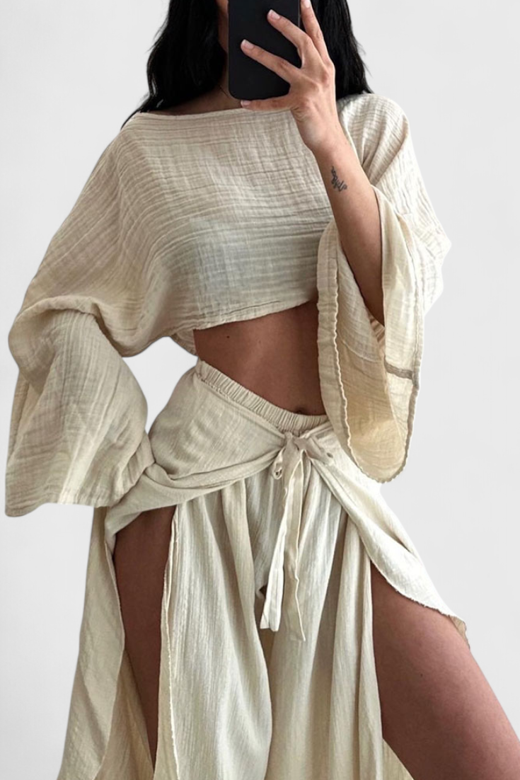 Conjunto de Kimono e Calças Cruzadas Elsie