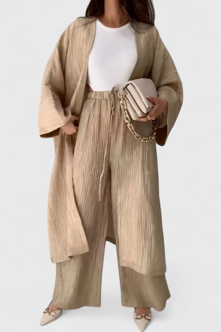 Conjunto relaxante de duas peças Kaspijas com kimono longo