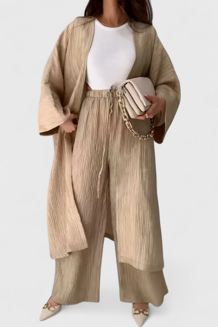 Conjunto relaxante de duas peças Kaspijas com kimono longo