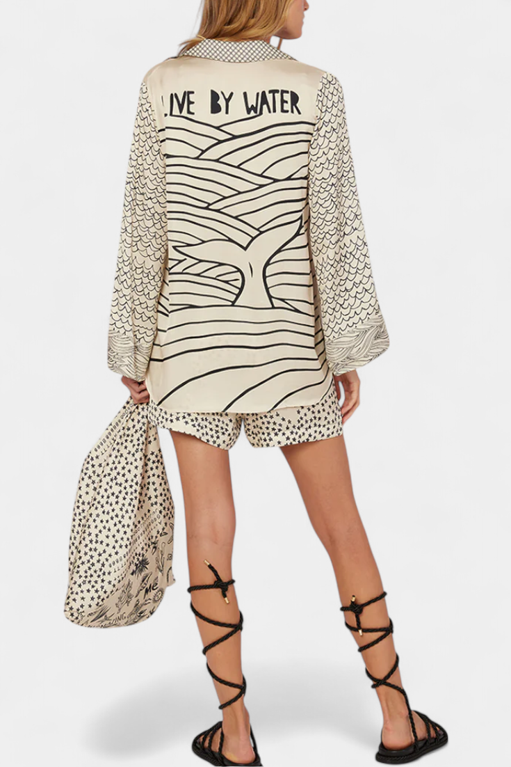 Amalia Boho Stiliaus Marškiniai su Elastingais Šortais