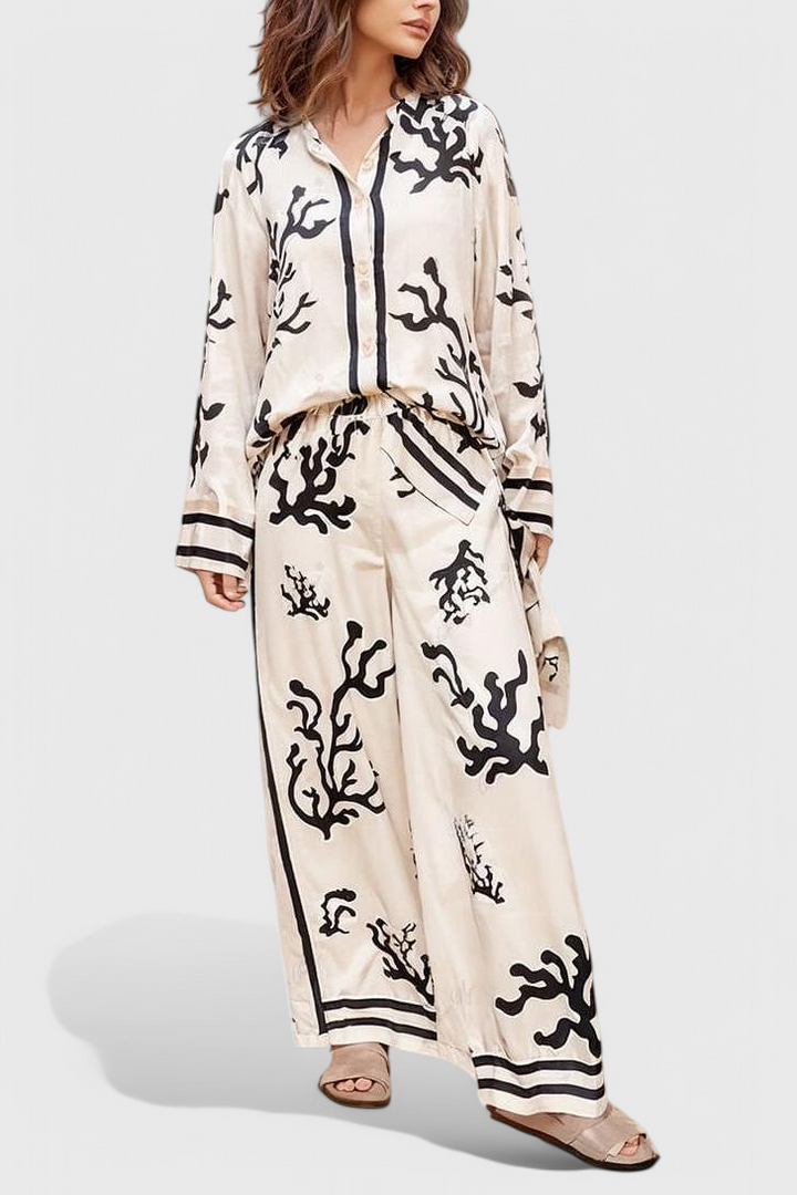 Nazaret Platus Kelnės Komplektas su Meniniu Spaudiniu