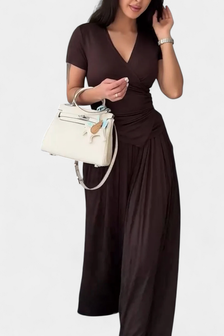 Ruslana Dviejų Dalių Komplektas su Kryžminiu V Formos Dekolte