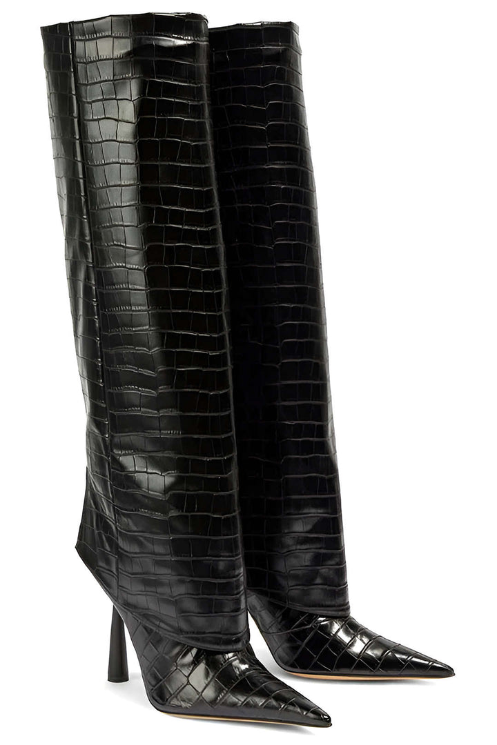 Krokodilo Odos Aukštakulniai Batai su Smailiu Purnu