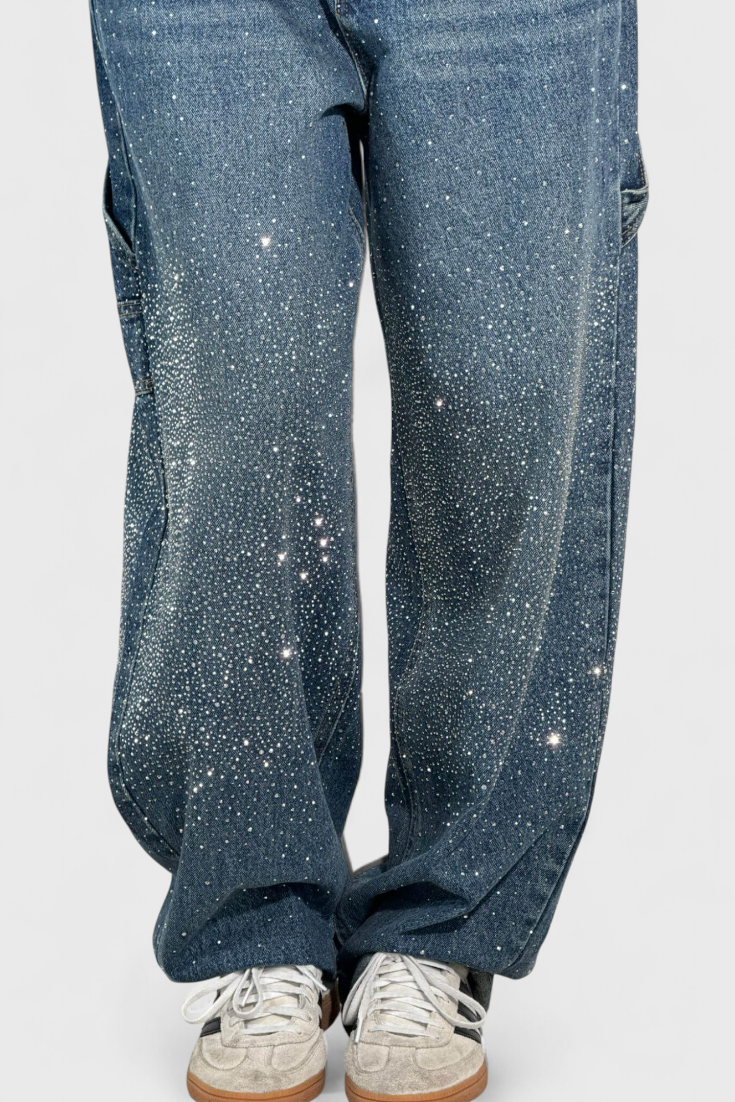 Dariya džinsai Cargo Balloon su blizgučiais ir akmenų aplikacijomis