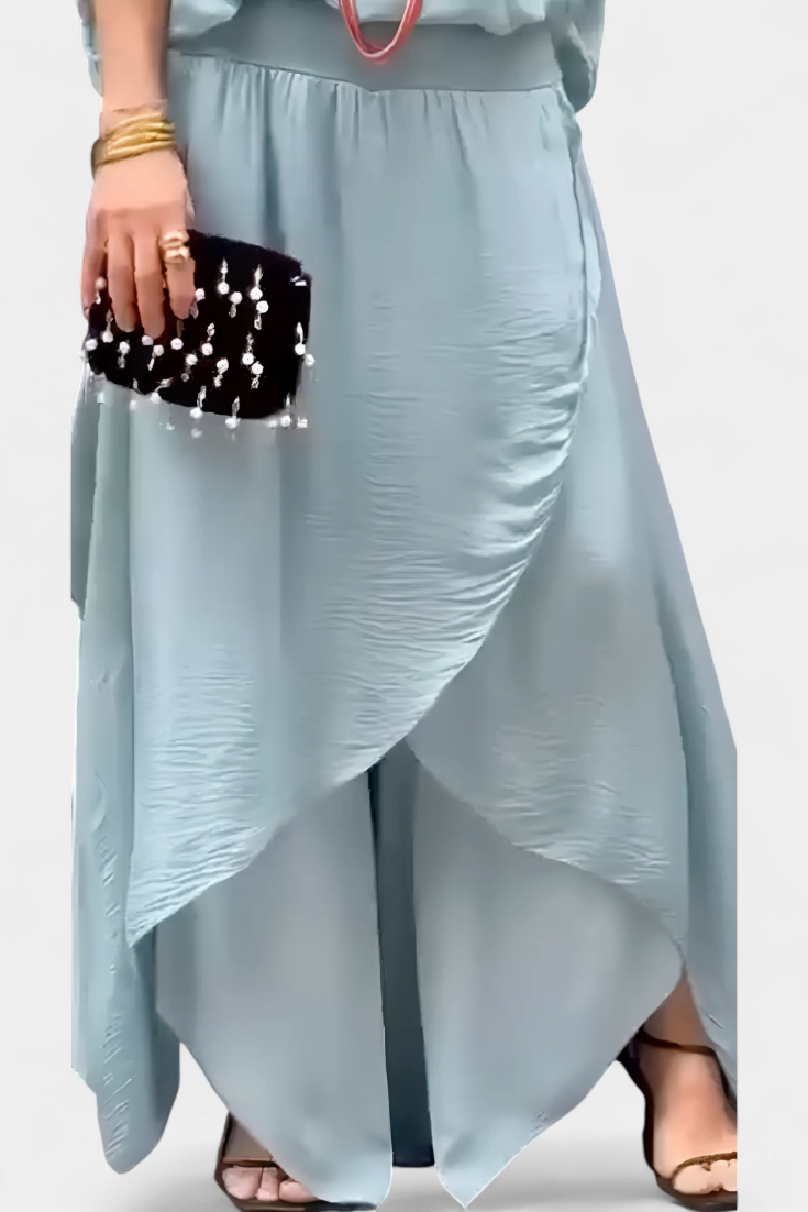 Conjunto Maravilla fluido de duas peças com top solto e saia assimétrica