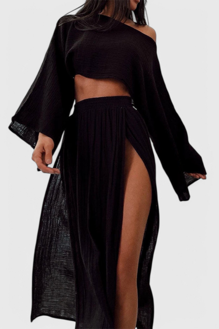 Martha Dviejų Dalių Komplektas su Aukštu Iškirpimu