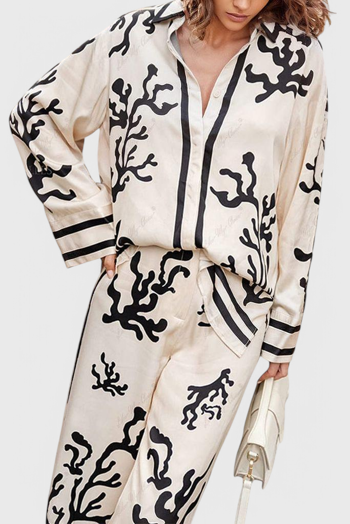 Nazaret Platus Kelnės Komplektas su Meniniu Spaudiniu