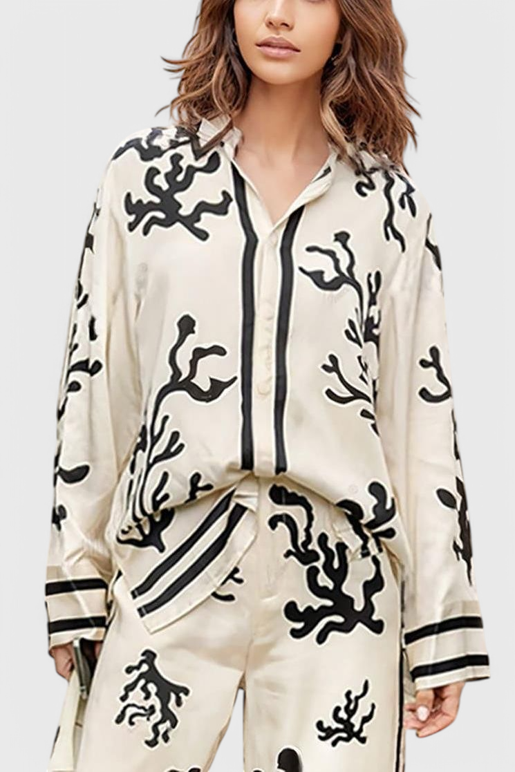 Nazaret Platus Kelnės Komplektas su Meniniu Spaudiniu