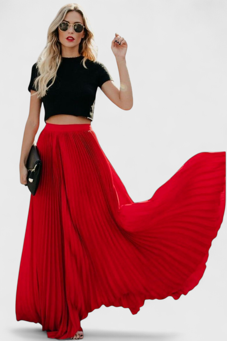 Mila Ilgi Plisuoti Sijonai su Aukštu Liemeniu