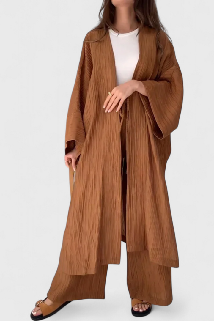 Conjunto relaxante de duas peças Kaspijas com kimono longo