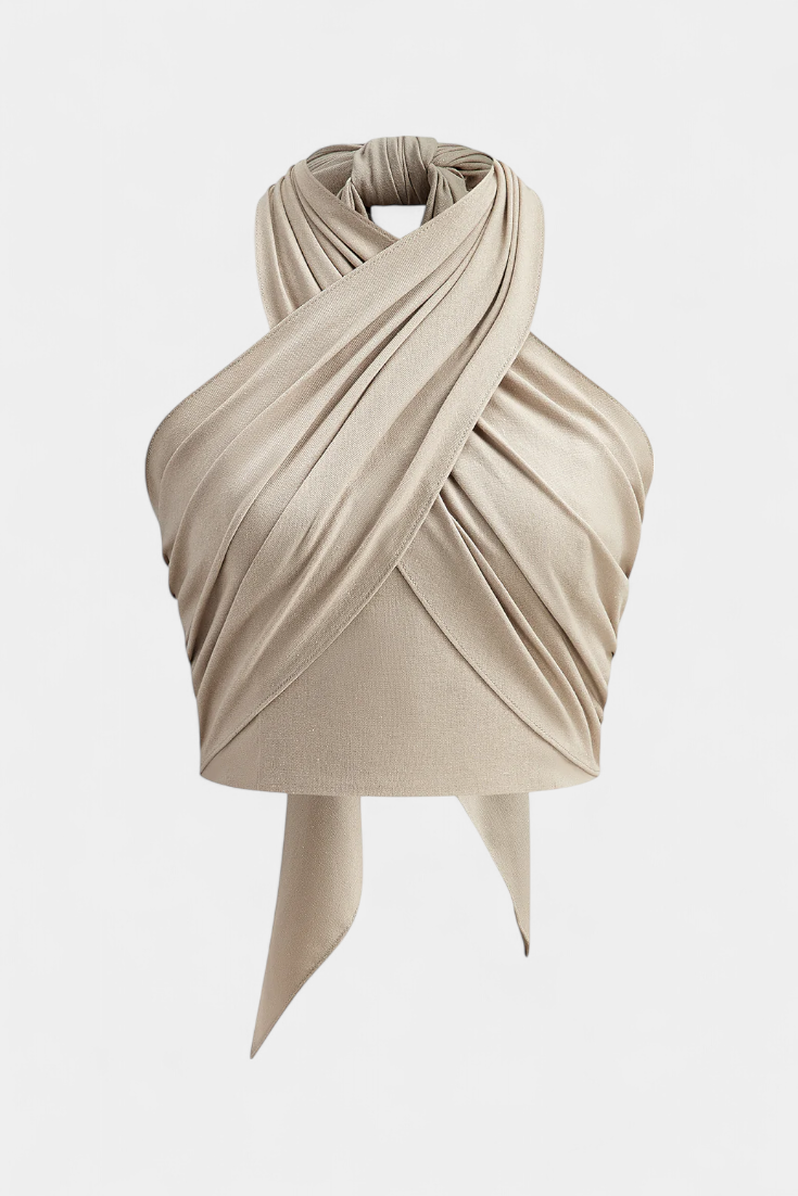 Lena | Viršus Kryžminiu Dizainu be Nugaros ar Kaklo Ir Halterio Stiliaus