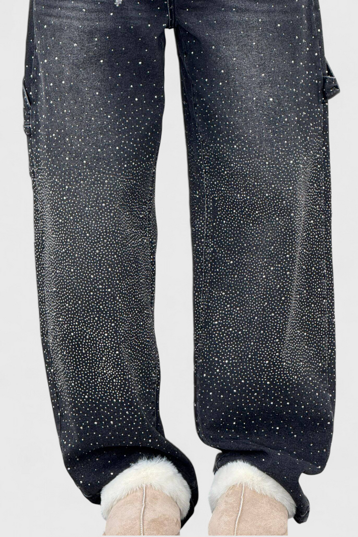 Dariya džinsai Cargo Balloon su blizgučiais ir akmenų aplikacijomis