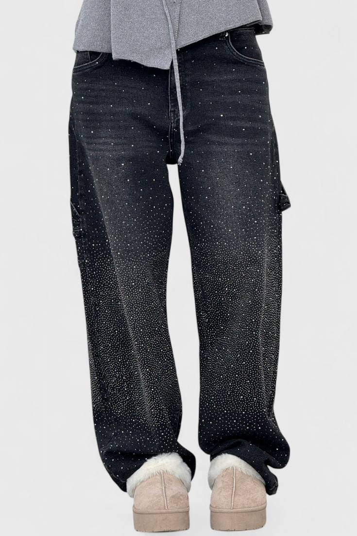 Dariya džinsai Cargo Balloon su blizgučiais ir akmenų aplikacijomis