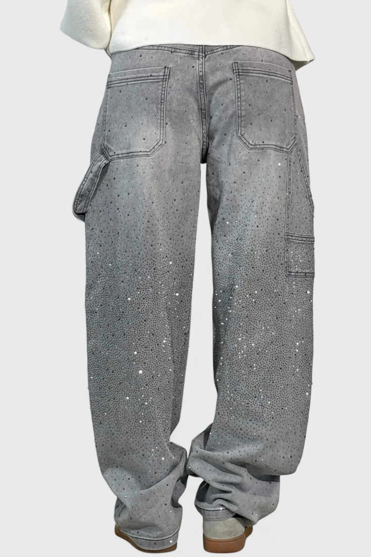 Dariya džinsai Cargo Balloon su blizgučiais ir akmenų aplikacijomis