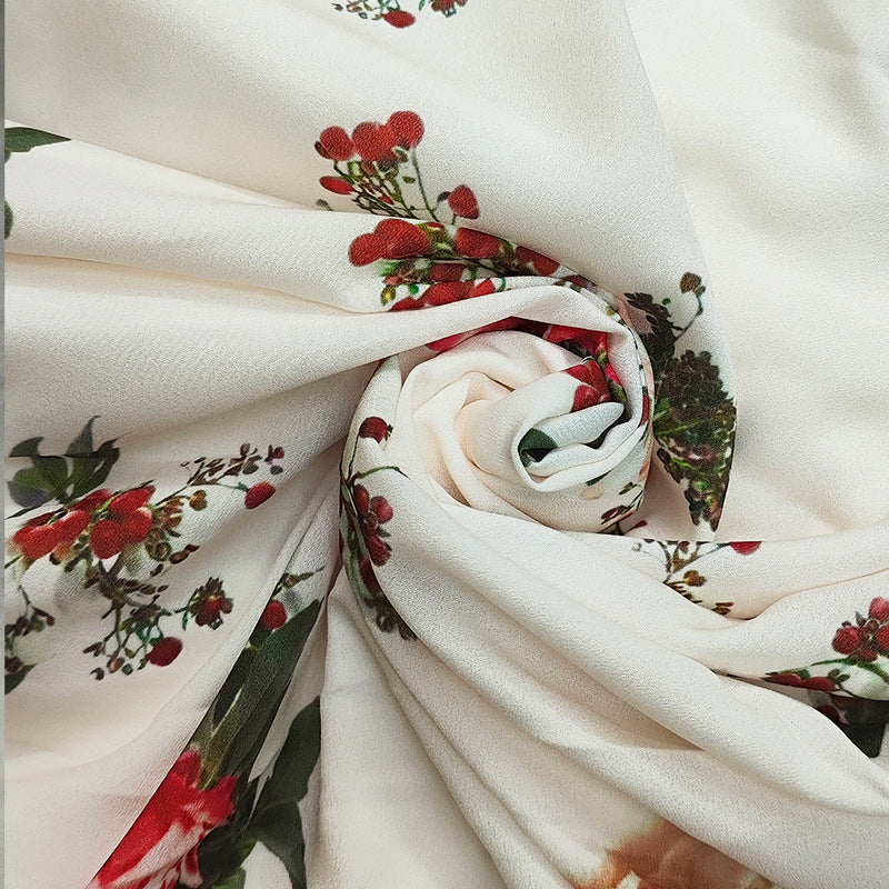 Amanda Maxi Gėlių Suknelė su V formos Dekolte ir Ilgomis Rankovėmis