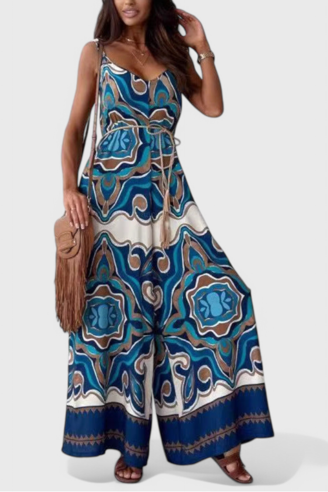 Gabriella Plati Kelnaitės Kombinezonas su Drąsiu Raštu