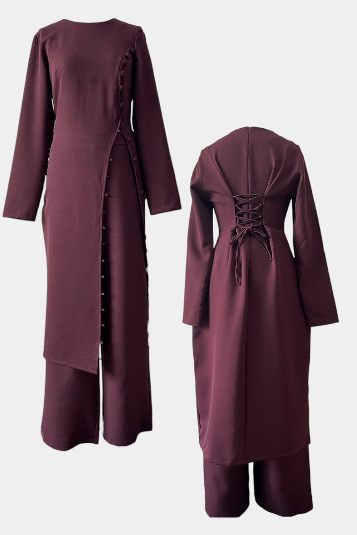 Melissa Klasiska Blusa Macia com Botões e Calças Longas