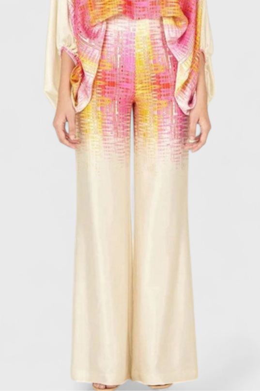 Sybella Dviejų Dalių Komplektas su Atvirais Peties ir Plačiomis Kelnėmis