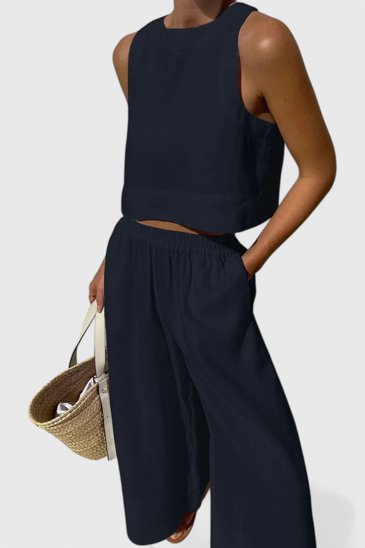 Conjunto Avelina Minimalista em Algodão e Linho Leves