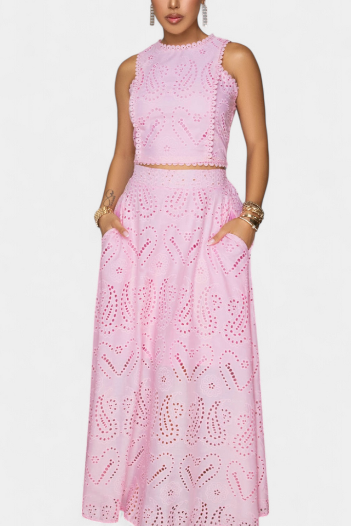 Conjunto Romântico de Flores de Renda Danitza