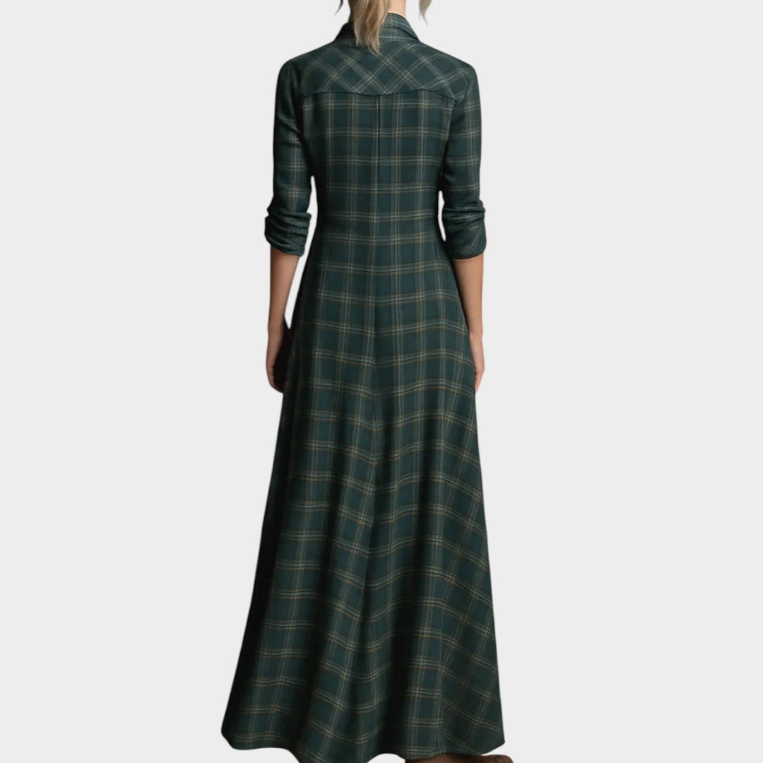 Calipso™ | Ilga žalia kvadratų marškinėlių suknelė