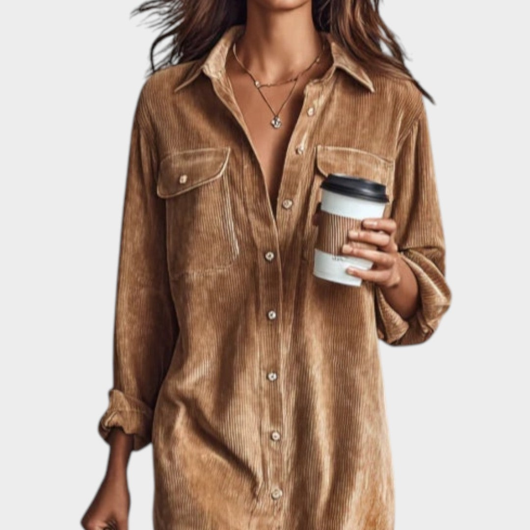 Maria™ | Ruda aksomo suknelė