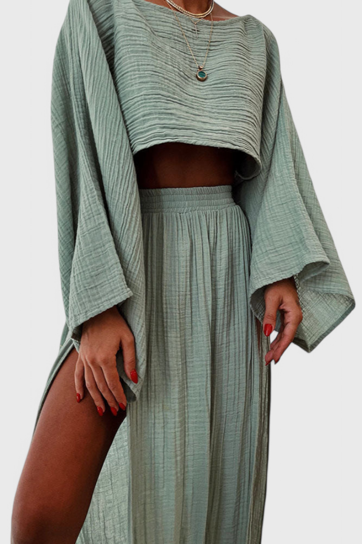 Martha Dviejų Dalių Komplektas su Aukštu Iškirpimu