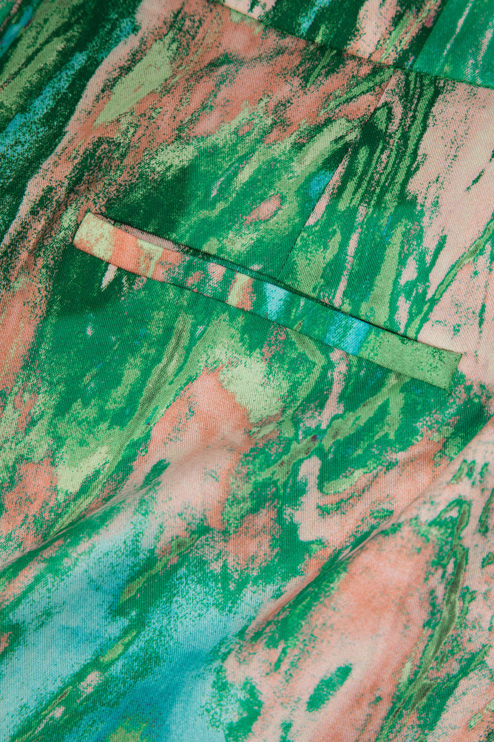 Inna Aukšto Liemens Tiesios Kelnės su Marmuro Raštu