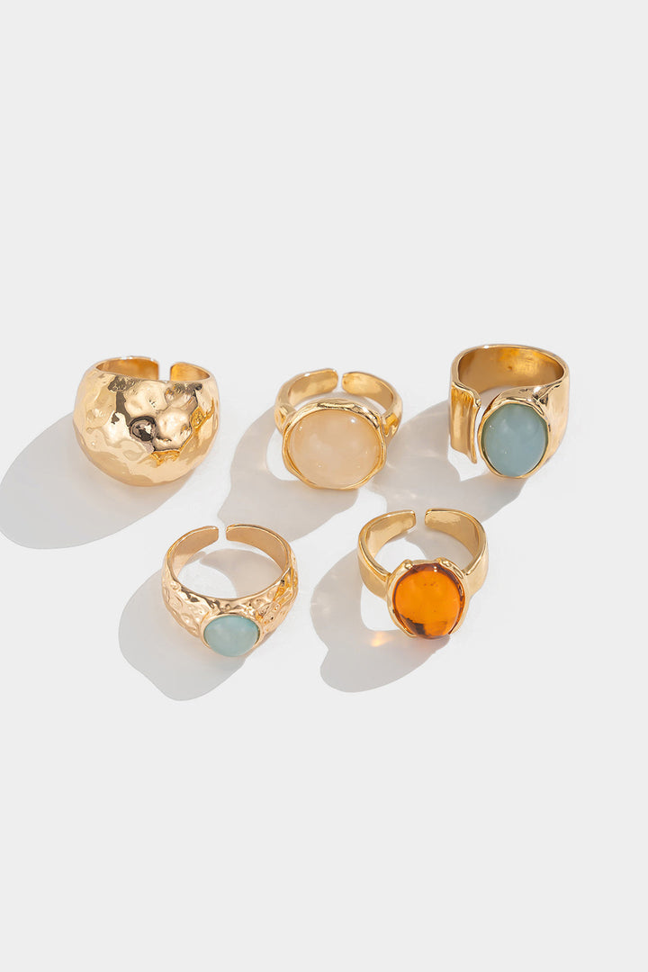 Atvirų Žiedų Rinkinys su Kristalais