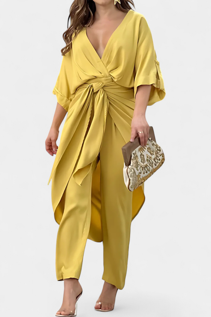 Mayleen Suknelė su Kryžiumi ir Tiesiomis Kelnėmis