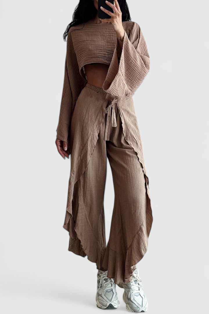 Conjunto de Kimono e Calças Cruzadas Elsie