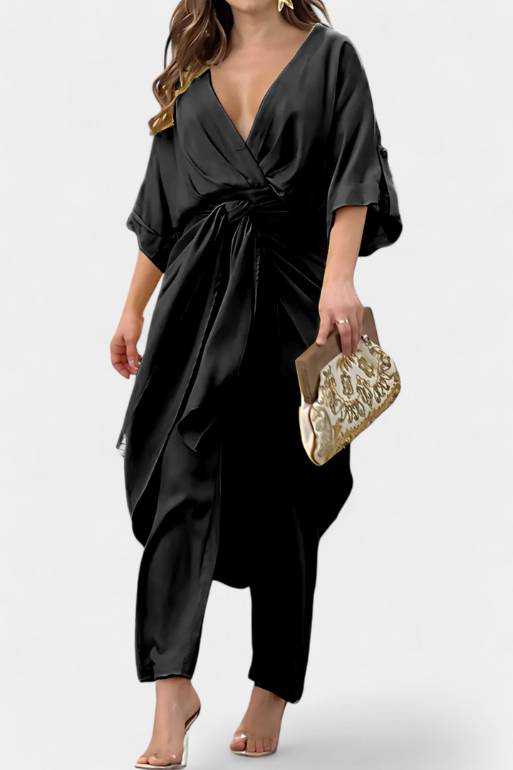 Mayleen Suknelė su Kryžiumi ir Tiesiomis Kelnėmis