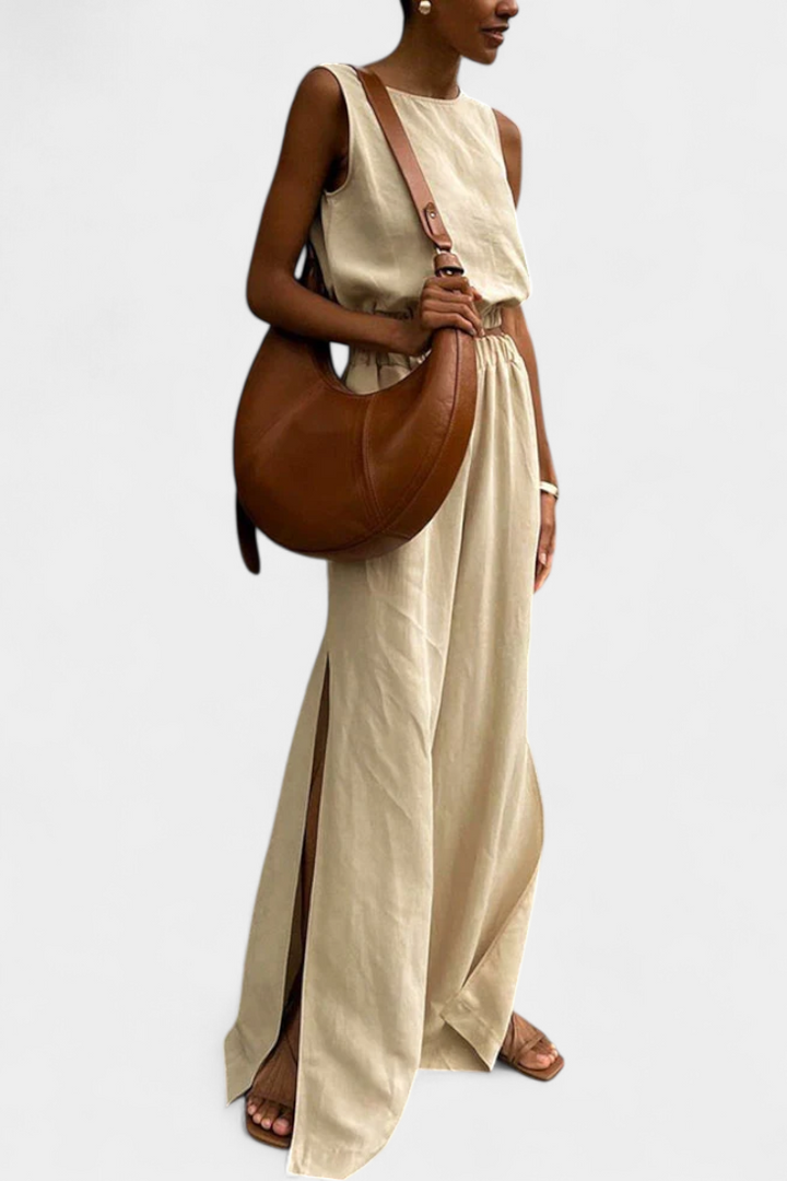 Portia Koko ir Lino Komplektas su Šoninėmis Atviromis