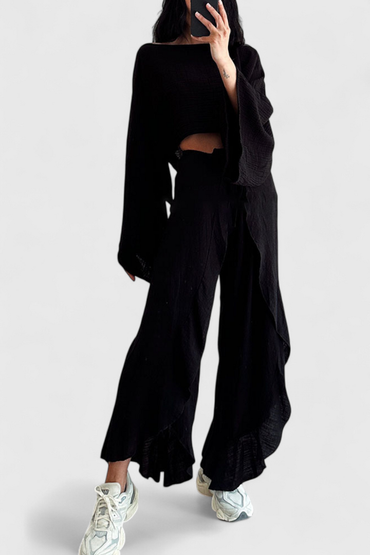 Conjunto de Kimono e Calças Cruzadas Elsie