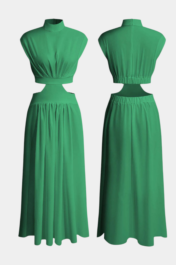 Jocelyn Garais Minimalistinis Kompleksas su Aukštu Iškirpimu ir Šoniniais Atvėrimais