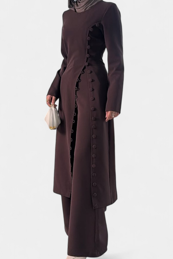 Melissa Klasiska Blusa Macia com Botões e Calças Longas