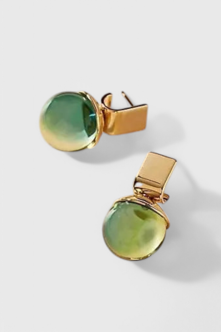 Vintage Žali Kristalų Auskarai Auksu