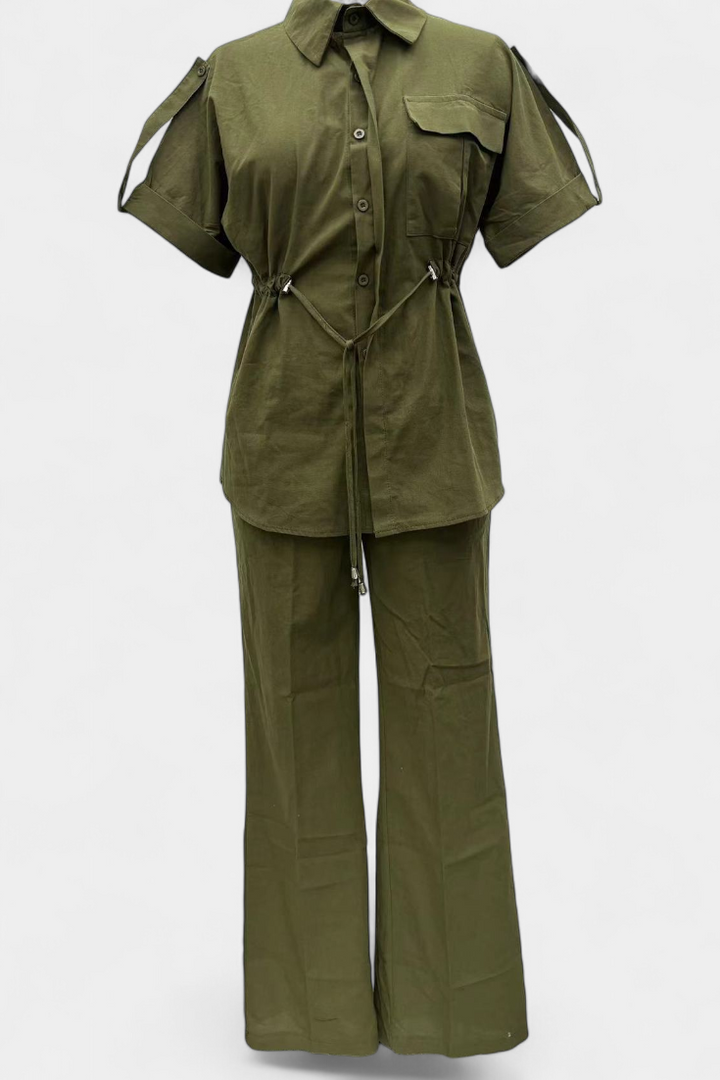 Lani Camisa e Calças Relaxadas de Algodão e Linho