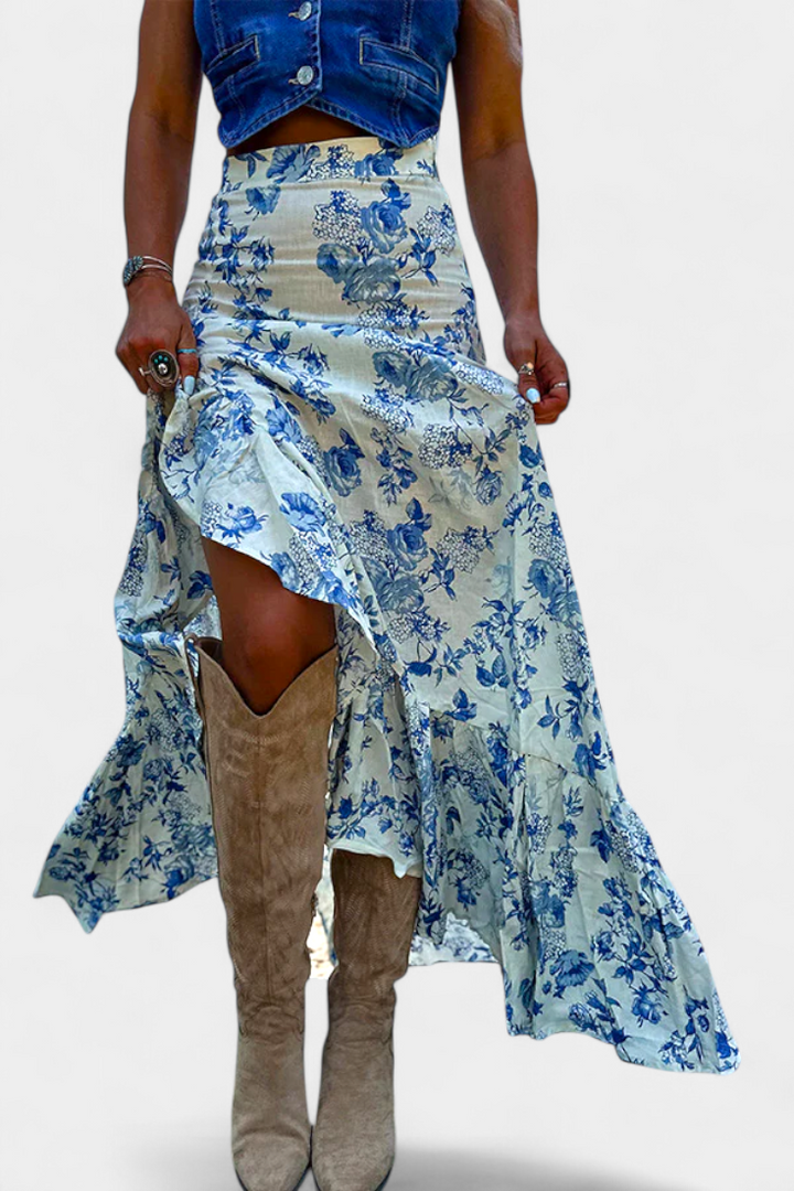 Kala Falda Maxi Gėlių arba Atvėrimų ir Volanų