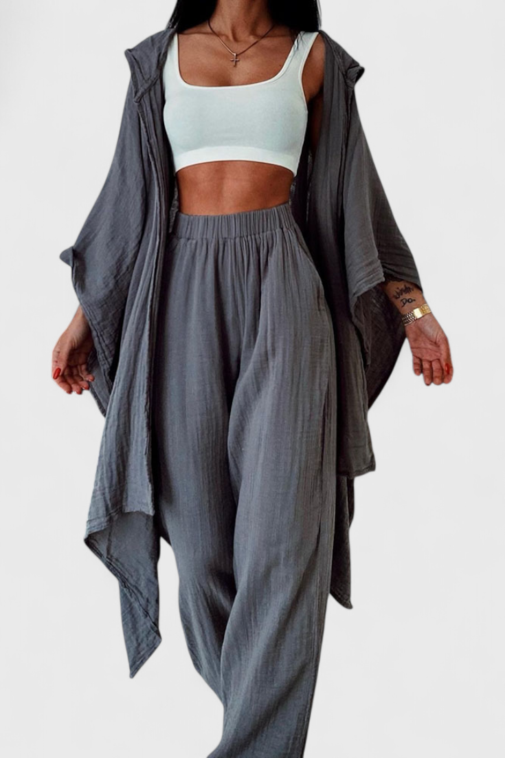 Conjunto de férias Henley com cardigan