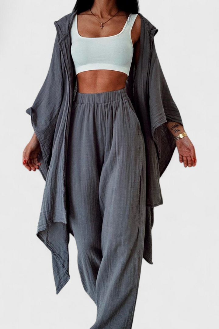 Conjunto de férias Henley com cardigan