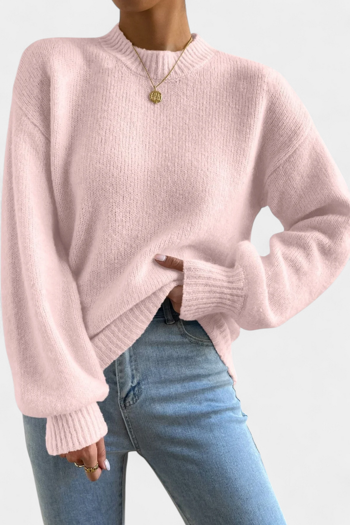 Emilia | Apvalaus Kaklo Megztinis su Puff Rankovėmis