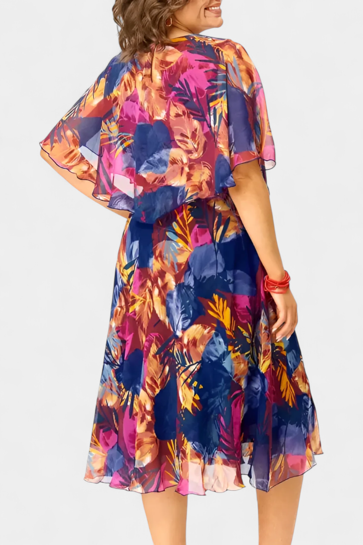 Ellerie Tropinė Suknelė su Laisvu Siluetu ir Tropiniu Raštu