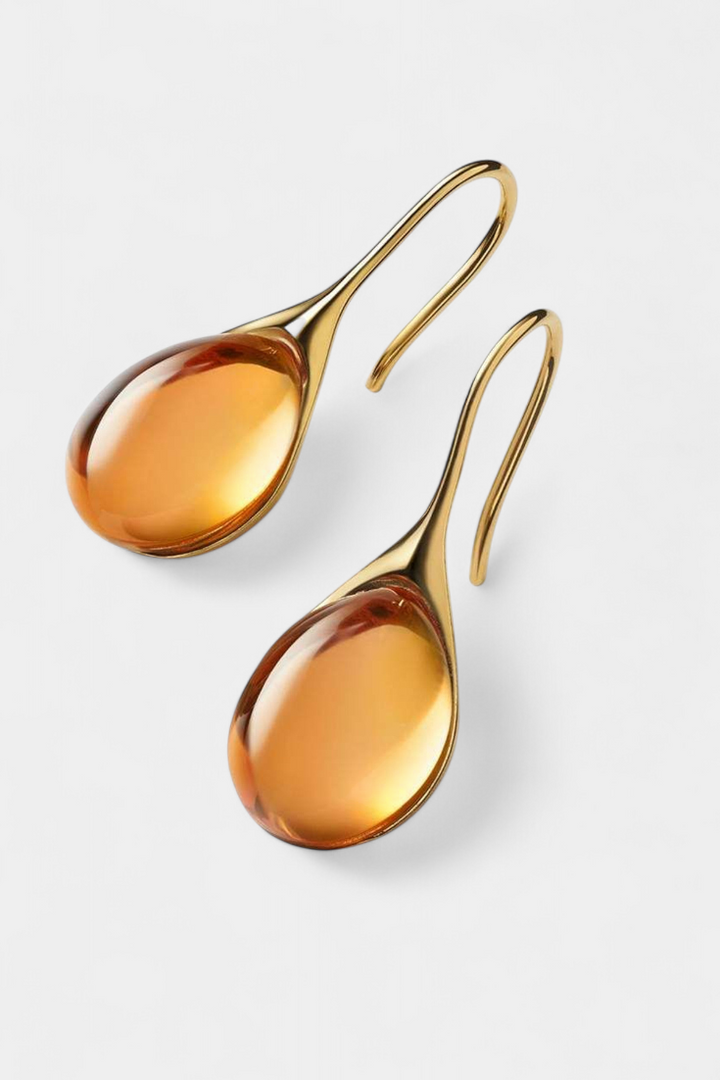 Kristalinių lašų auskarų komplektas auksu ir sidabru